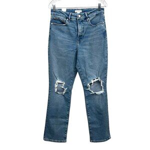 Good American Womens Jeans Good‎ Vintage Straight Stretch Raw Distressed Sz 8/29